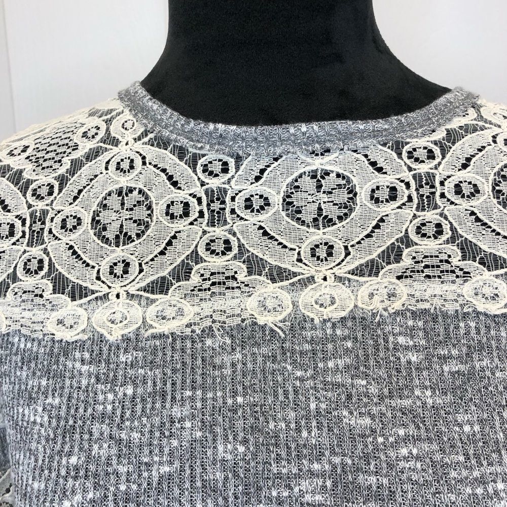 Rewind grey long sleeve top with cream lace detail, size x small - Picture 2 of 12